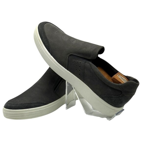 Ecco Mens Gray Slip-On Leather Shoes Sz 46-12 US Danish Design Casual Sneakers - Picture 5 of 14